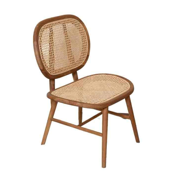 כסא עץ טיק וראטן
