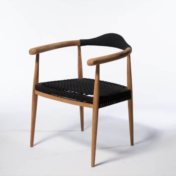 ברומו עיצובים - Paros כסא עם אריגה סינטטית שחורה