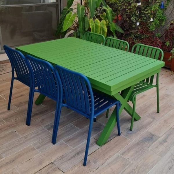 ברומו עיצובים - Linen שולחן אלומיניום ירוק 180 ס״מ