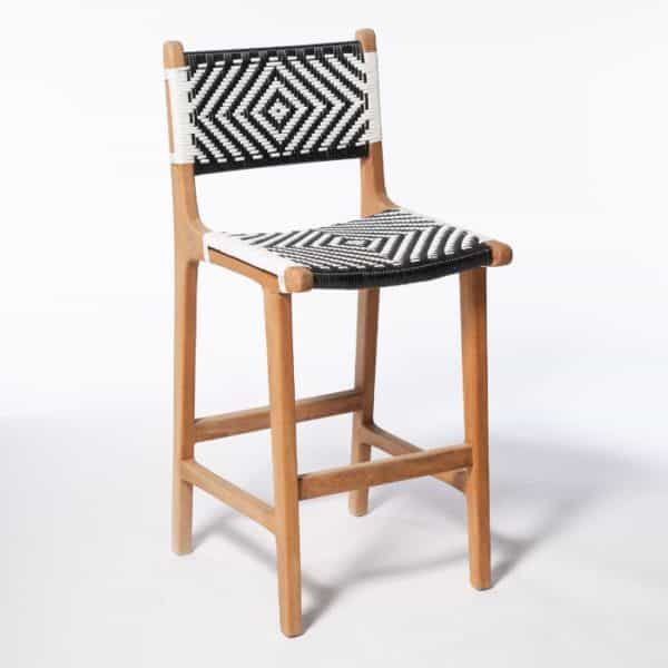 ברומו עיצובים - Jepara כסא בר ראטן סינטטי שחור לבן
