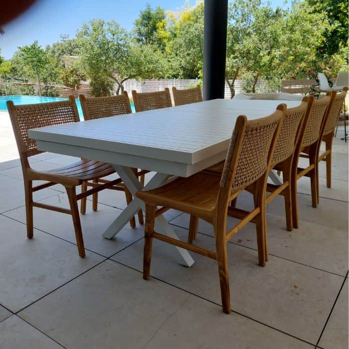 ברומו עיצובים - Linen שולחן אלומיניום לבן 240 ס״מ
