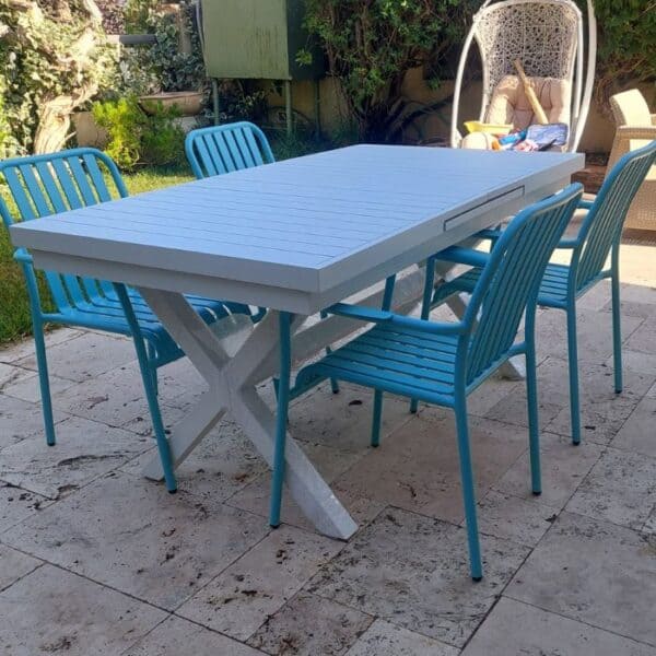 ברומו עיצובים - Linen שולחן אלומיניום לבן 180 ס״מ
