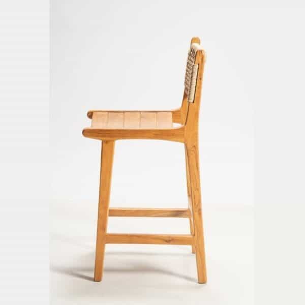 ברומו עיצובים - Jepara teak כסא בר מעץ וראטן סינטטי