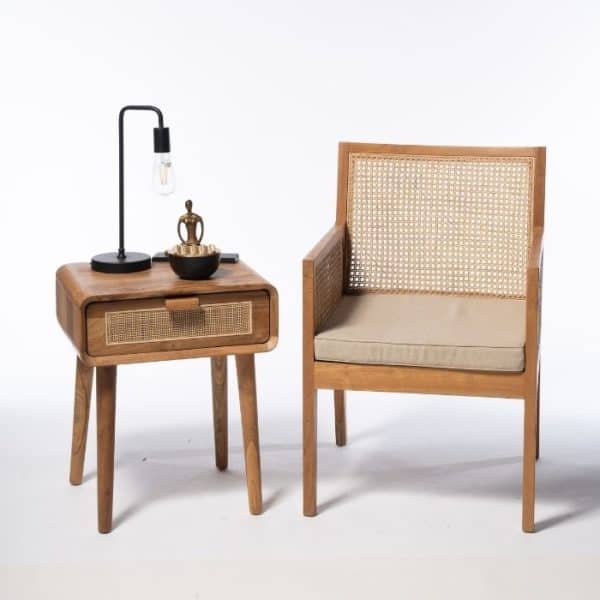 ברומו עיצובים - Davis כורסא מעץ טיק וראטן טבעי
