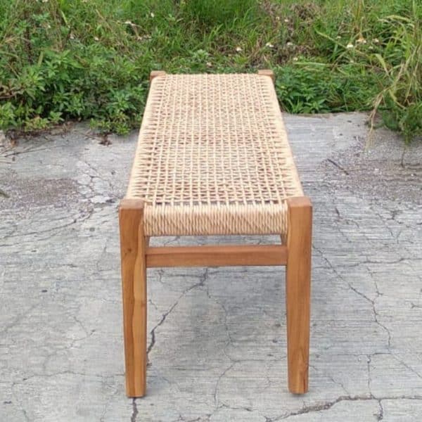 ברומו עיצובים - Bench ספסל מעץ טיק וראטן סינטטי