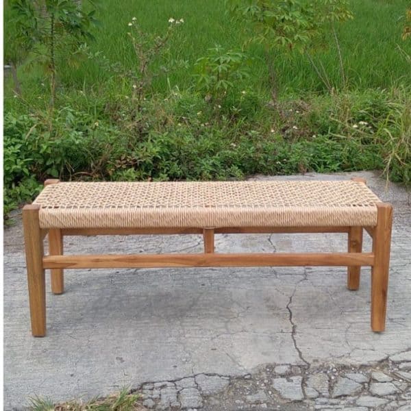 ברומו עיצובים - Bench ספסל מעץ טיק וראטן סינטטי