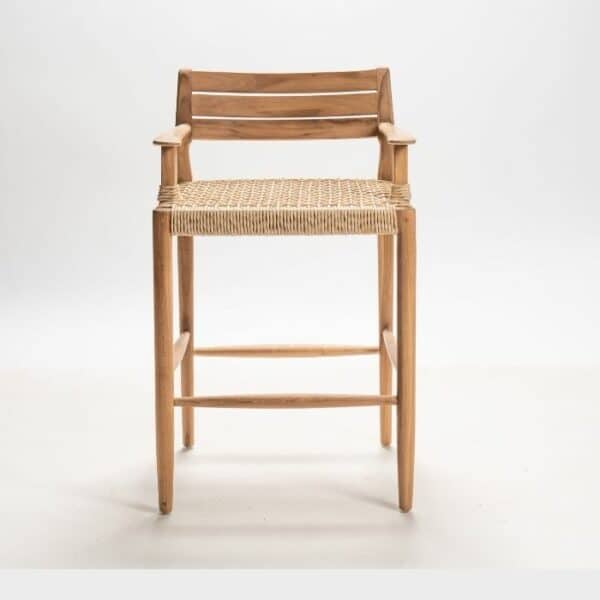 ברומו עיצובים - Evelyn כסא בר מעץ וראטן סינטטי עם ידיות