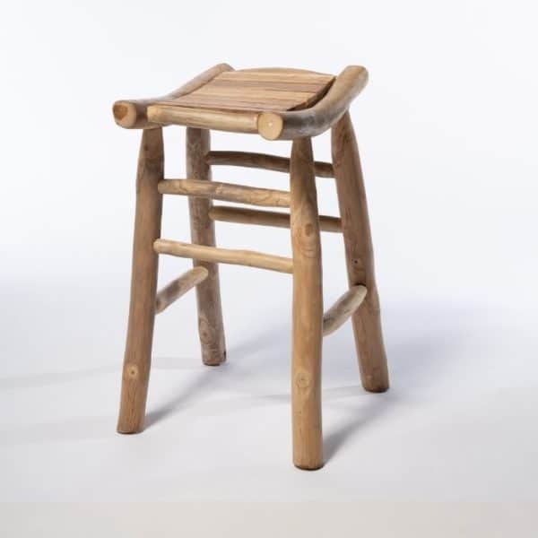 ברומו עיצובים - Boho כסא בר ללא משענת מעץ טיק