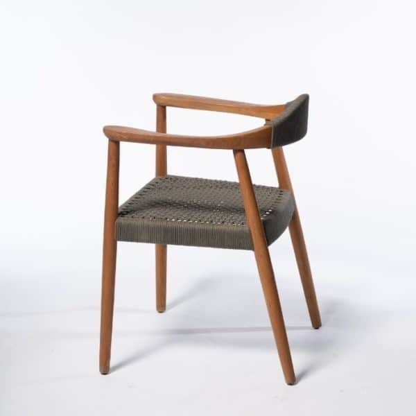 ברומו עיצובים - Paros כסא עם אריגה סינטטית אפורה