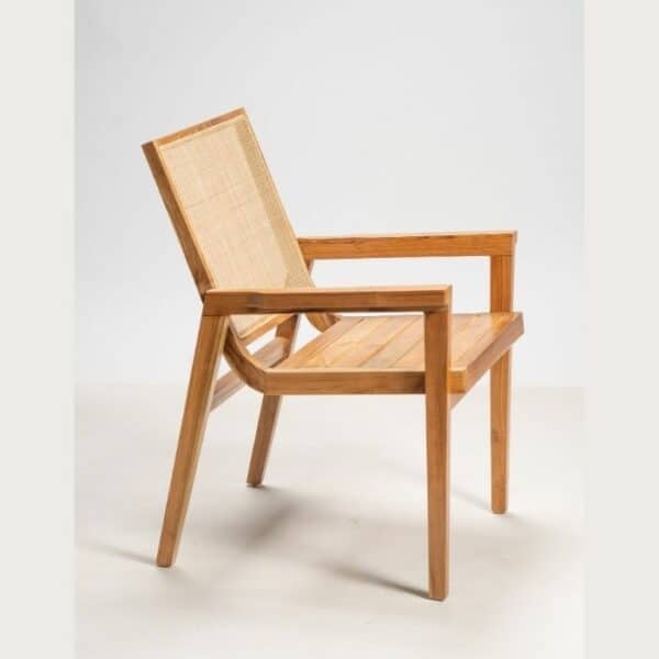 ברומו עיצובים - Kamden כסא מעץ טיק וראטן טבעי