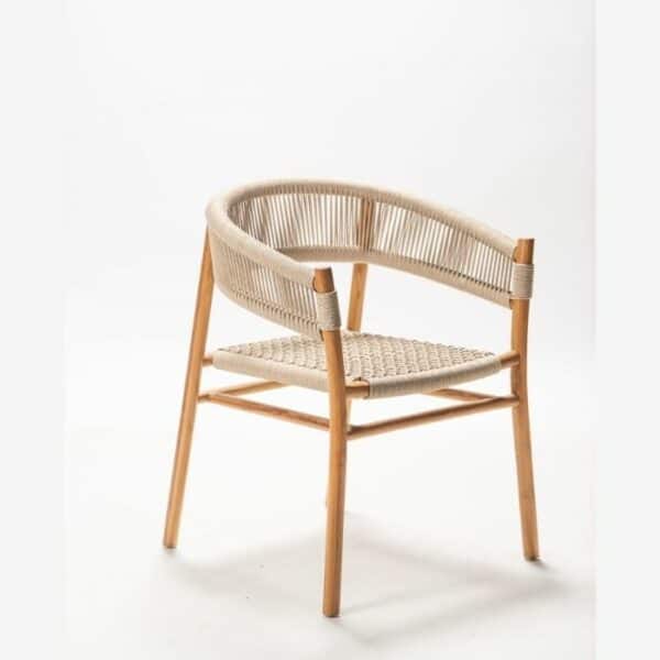 ברומו עיצובים - Cairo כסא אוכל מעץ טיק ואריגה סינטטית