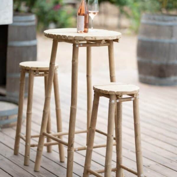 ברומו עיצובים - Bamboo שולחן בר מבמבוק ו 2 כסאות בר
