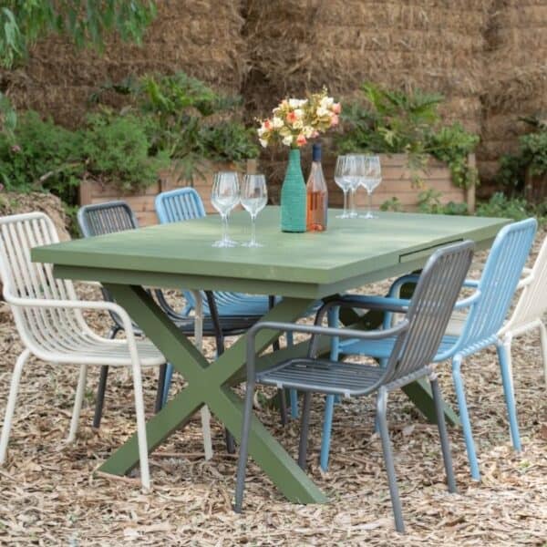 ברומו עיצובים - Linen שולחן אלומיניום ירוק כהה 160 ס״מ