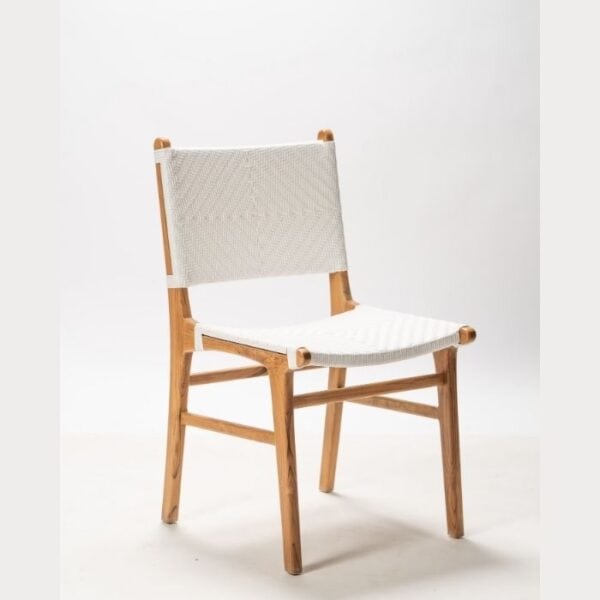 ברומו עיצובים - Jepara כסא מעץ טיק וראטן לבן