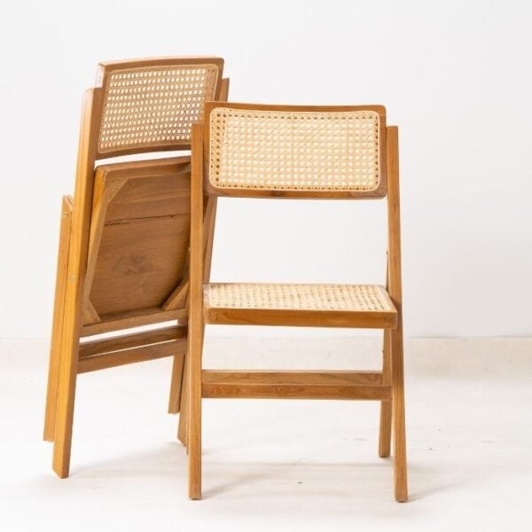 ברומו עיצובים - Noble כסא מתקפל מושב עץ וראטן