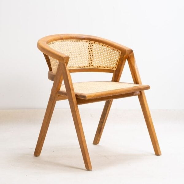 ברומו עיצובים - Kansas כסא מעץ טיק וראטן טבעי
