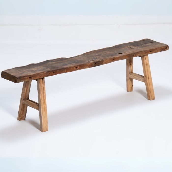 Teak ספסל כפרי מעץ טיק ממוחזר